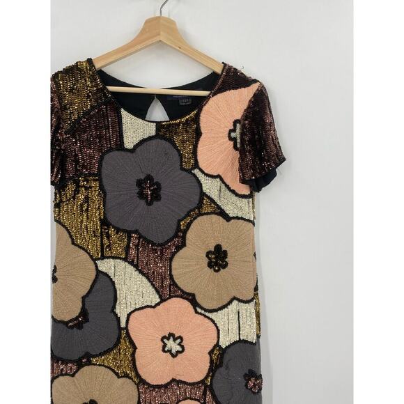 French Connection 0 Fauna Fantasy Sequined Shift Dress - Picture 3 of 6